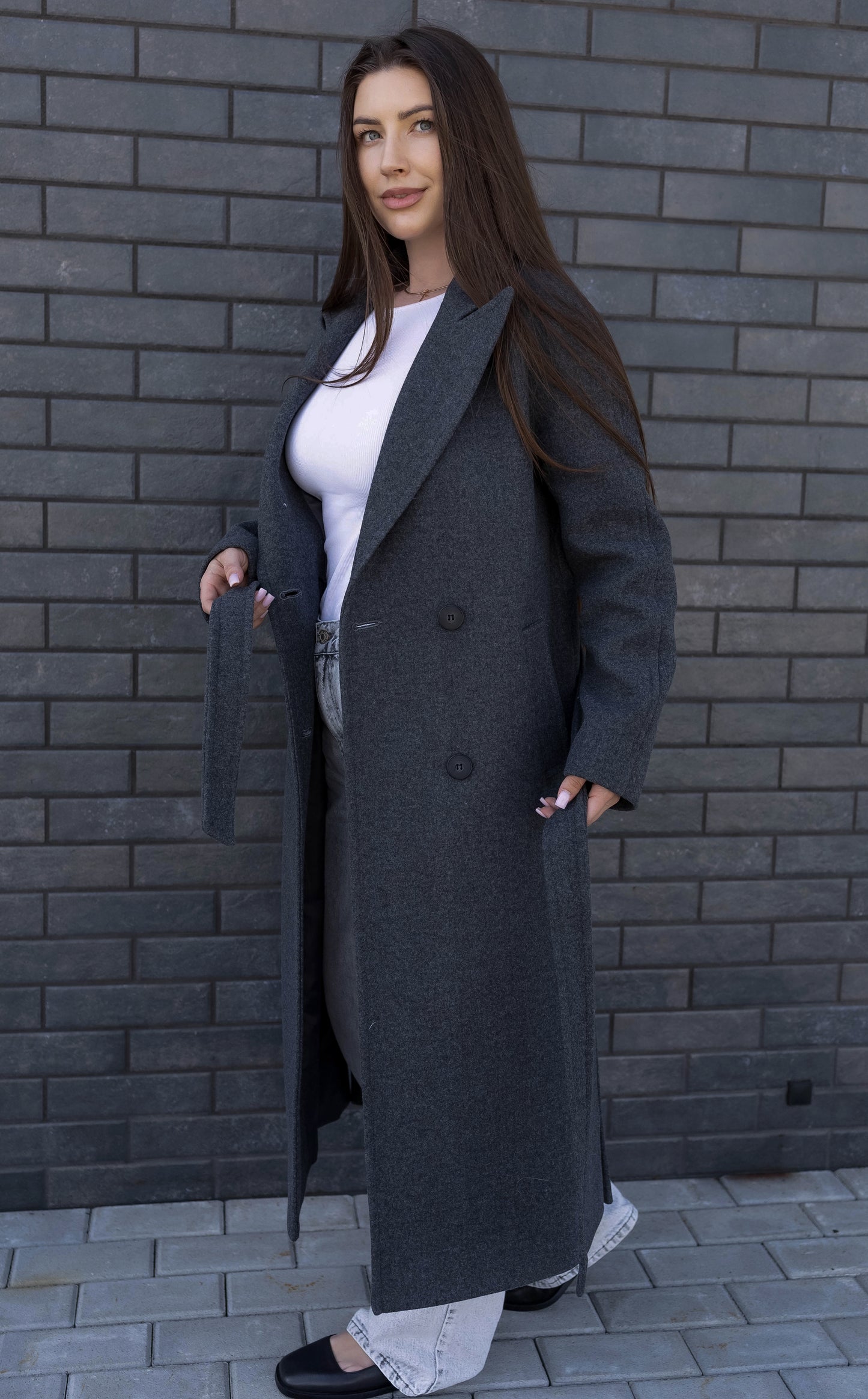 –Belted Wool Coat
