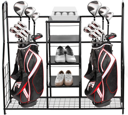 Home-it Golf Organizer Extra Large - Golf Bag Sports Dual Storage Organizer Perfect for Golfing Bags Clubs Balls Gadgets Accessories & Equipment Golf Organizer Rack for Garage and Basement