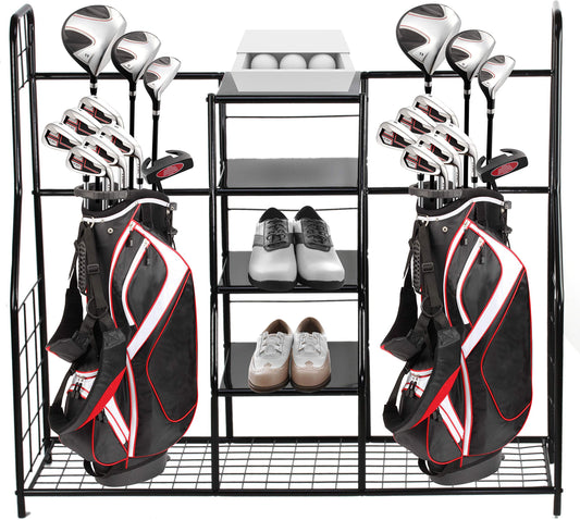 Home-it Golf Organizer Extra Large - Golf Bag Sports Dual Storage Organizer Perfect for Golfing Bags Clubs Balls Gadgets Accessories & Equipment Golf Organizer Rack for Garage and Basement