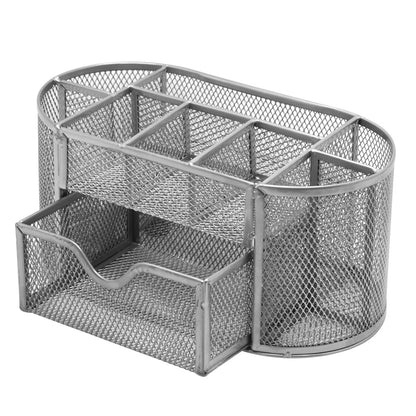 Iron Desk Organizer with Eight Compartments and Drawers