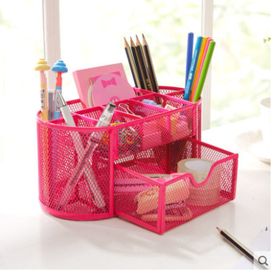 Iron Desk Organizer with Eight Compartments and Drawers