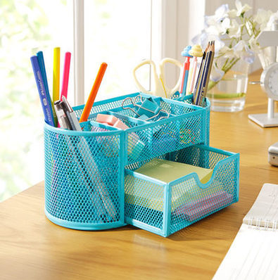Iron Desk Organizer with Eight Compartments and Drawers